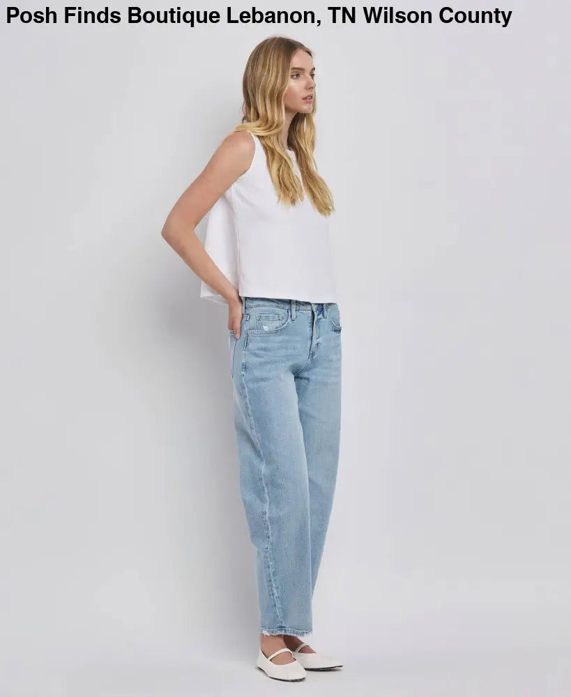 HIGH RISE BARREL LEG JEANS - Posh Finds