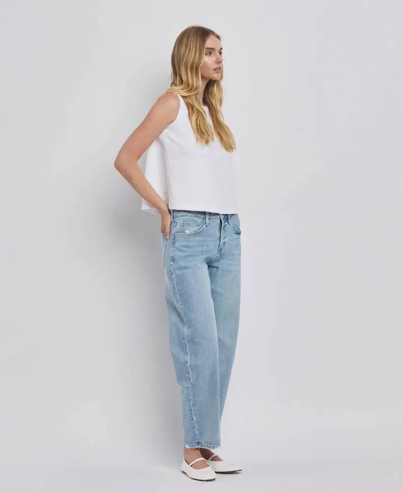HIGH RISE BARREL LEG JEANS - Posh Finds