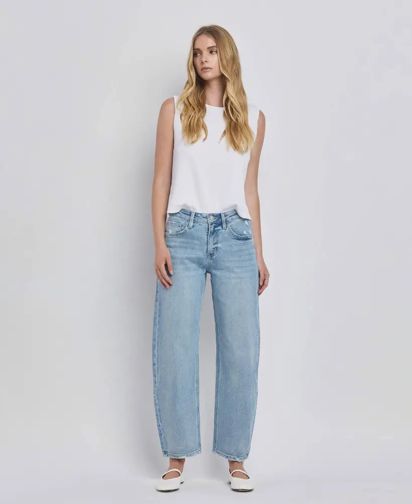 HIGH RISE BARREL LEG JEANS - Posh Finds