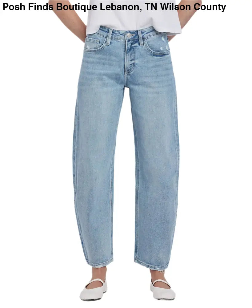 HIGH RISE BARREL LEG JEANS - Posh Finds