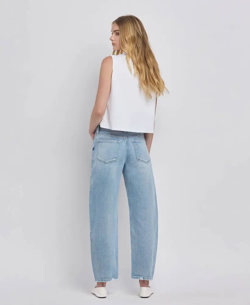 HIGH RISE BARREL LEG JEANS - Posh Finds