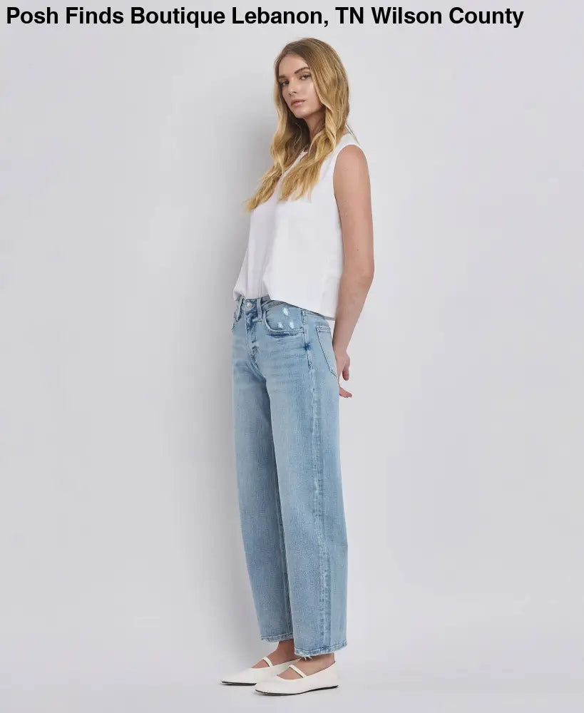 HIGH RISE BARREL LEG JEANS - Posh Finds