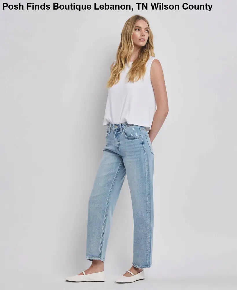 HIGH RISE BARREL LEG JEANS - Posh Finds