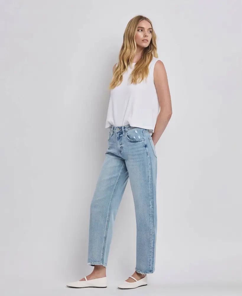 HIGH RISE BARREL LEG JEANS - Posh Finds