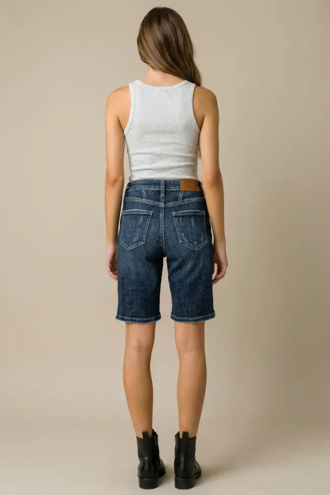 HIGH RISE BERMUDA JEANS: S
