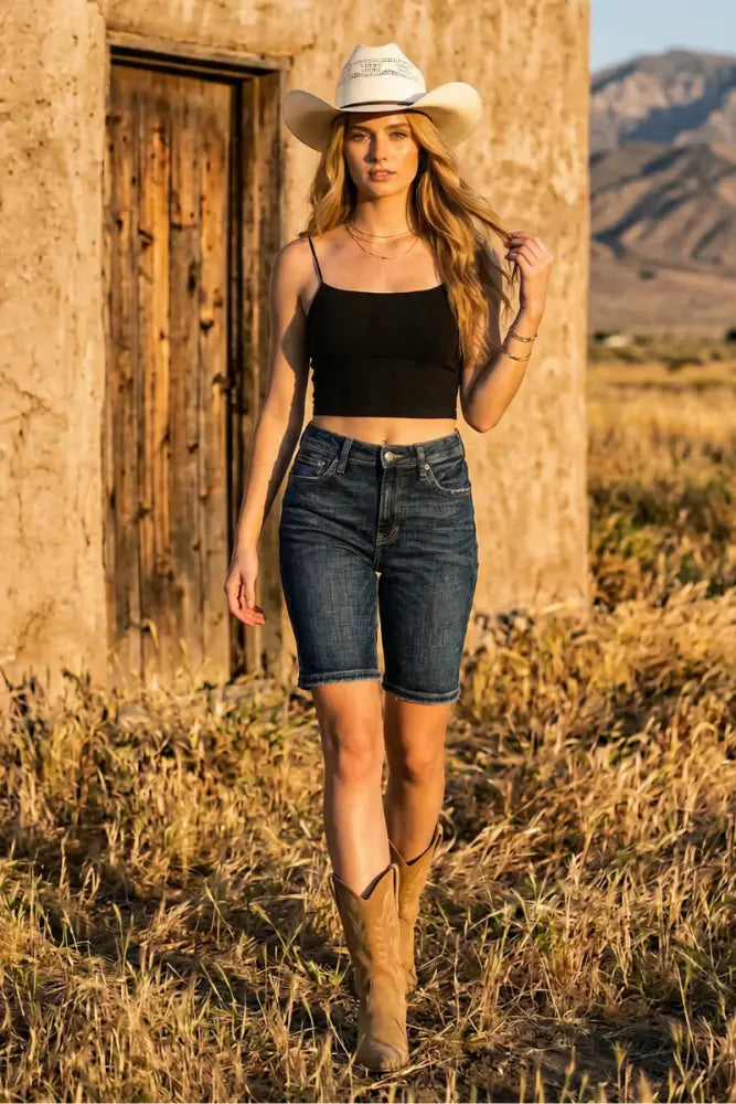 HIGH RISE BERMUDA JEANS: S
