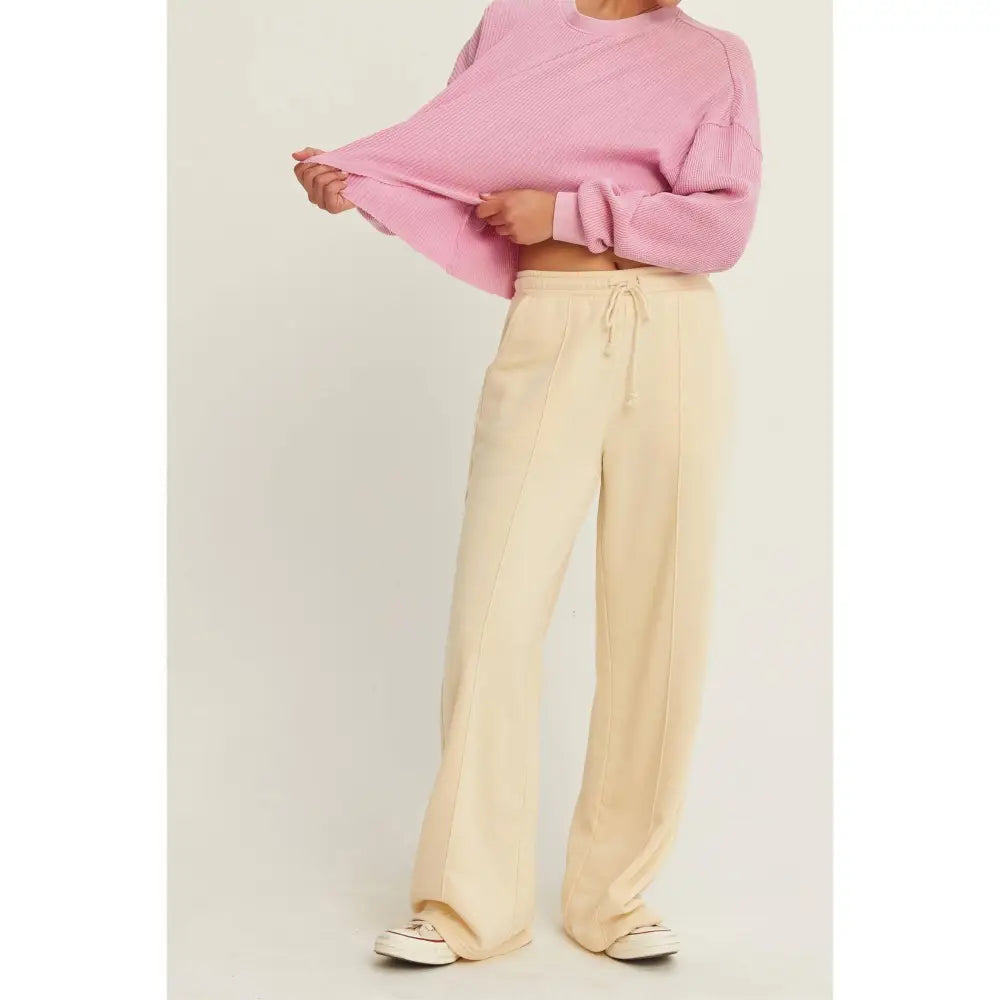 HIGH-WAIST DRAWSTRING PANTS: ALPACA - Posh Finds