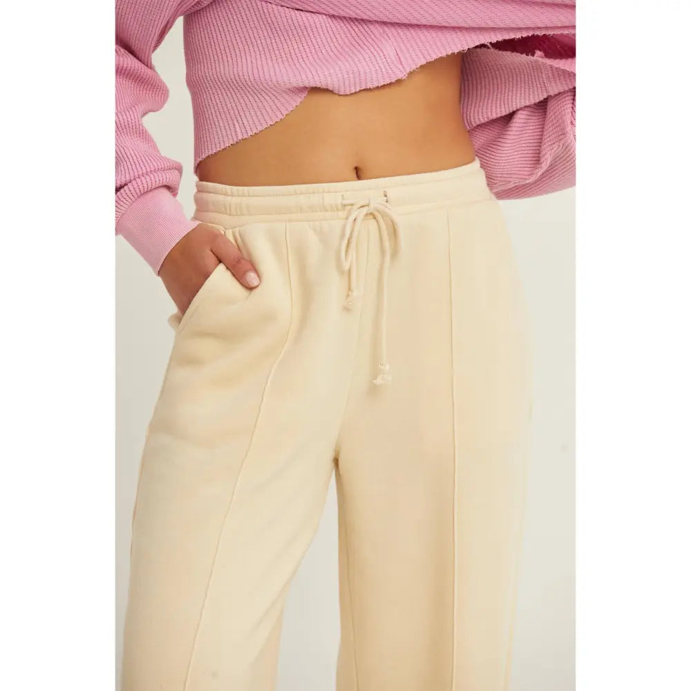 HIGH-WAIST DRAWSTRING PANTS: ALPACA - Posh Finds