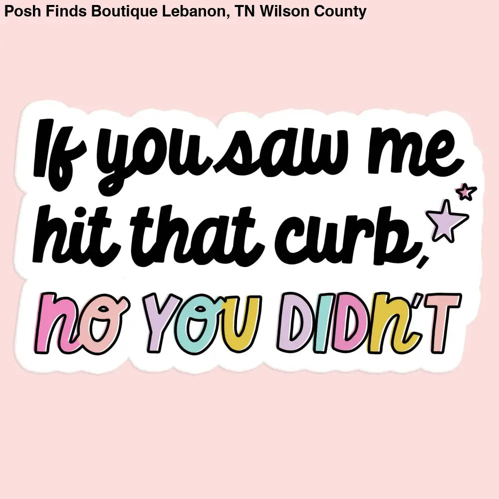 If You Saw me Hit That Curb Funny Car Sticker Decal - Posh Finds