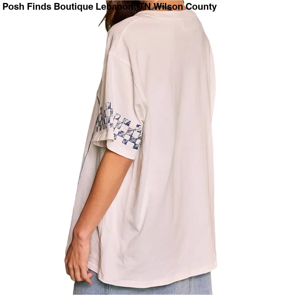Ivory Flower Graphic Print T-shirt Top - Posh Finds