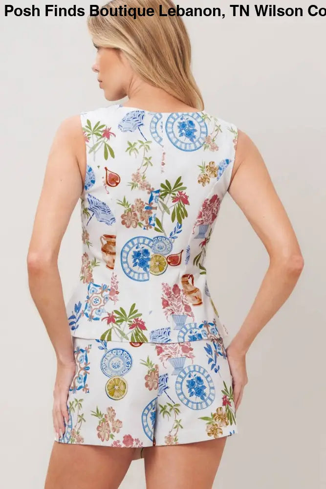 Ivory Printed Woven Vest - Women > Tops