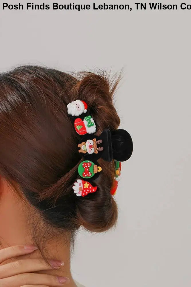 JUMBO CHRISTMAS HOLIDAY HAIR CLAW CLIPS | 40H802: Brown - Posh Finds
