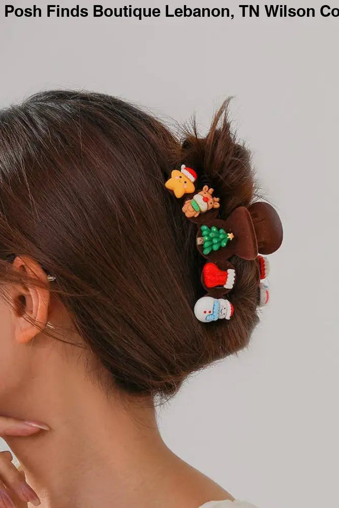 JUMBO CHRISTMAS HOLIDAY HAIR CLAW CLIPS | 40H802: Brown - Posh Finds