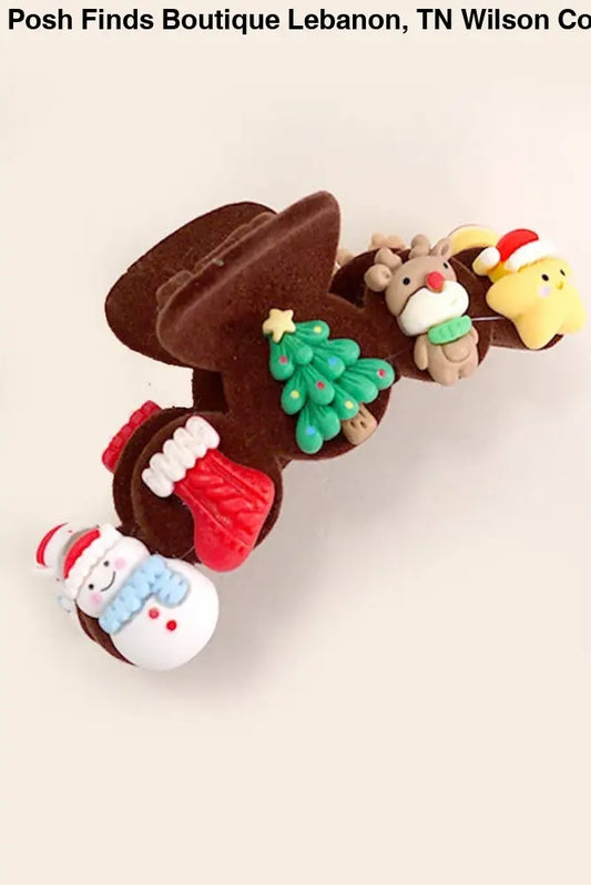 JUMBO CHRISTMAS HOLIDAY HAIR CLAW CLIPS | 40H802: Brown - Posh Finds