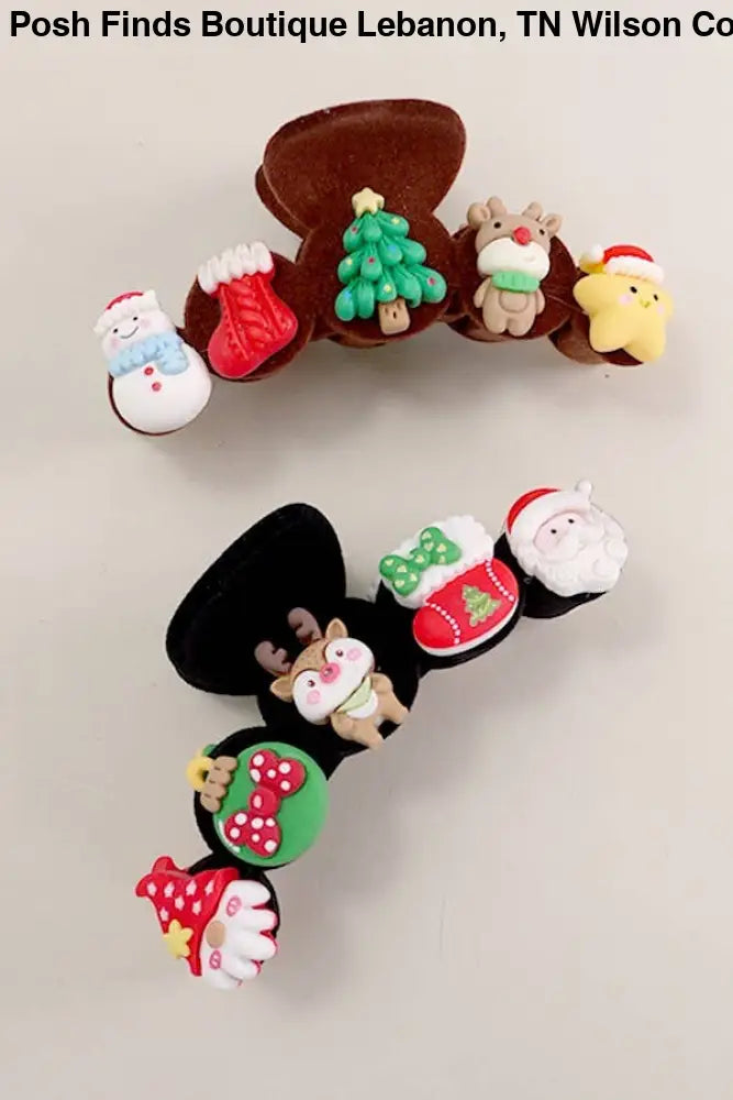 JUMBO CHRISTMAS HOLIDAY HAIR CLAW CLIPS | 40H802: Brown - Posh Finds