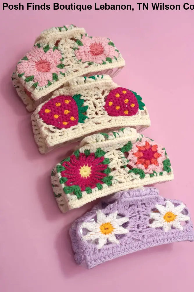 JUMBO HANDMADE CROCHET FLORAL HAIR CLAW CLIPS - Posh Finds