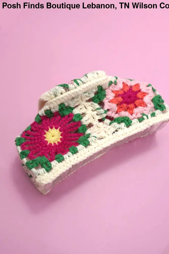 JUMBO HANDMADE CROCHET FLORAL HAIR CLAW CLIPS - Posh Finds
