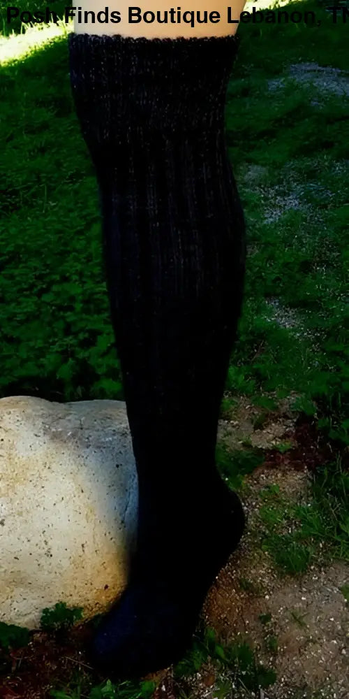 Knee-Hi Alpaca Socks: Grey Heather / Medium - Posh Finds