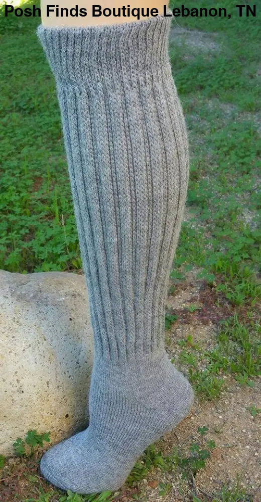 Knee-Hi Alpaca Socks: Grey Heather / Medium - Posh Finds