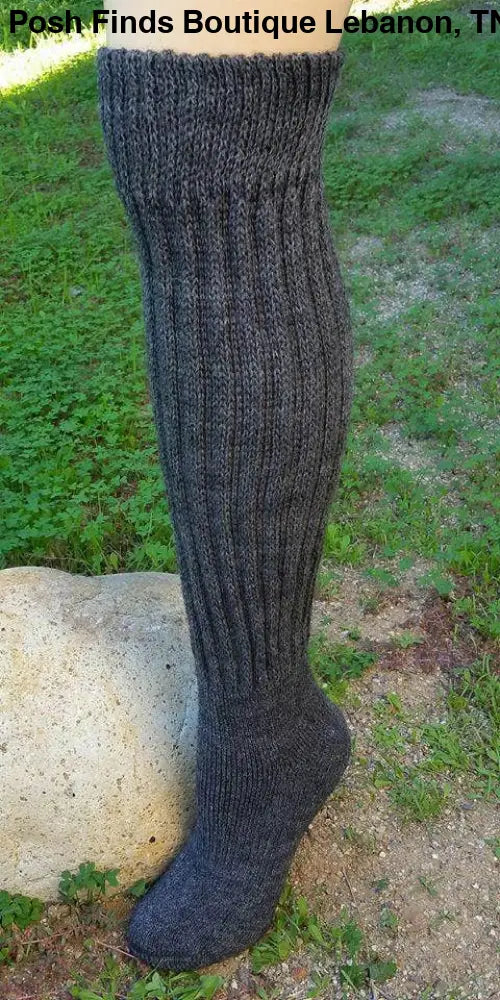Knee-Hi Alpaca Socks: Grey Heather / Medium - Posh Finds