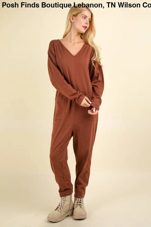 Knit Baggy Comfy Jumpsuit: CHOCO - Posh Finds