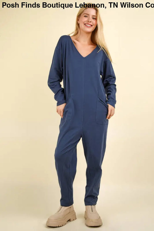 Knit Baggy Comfy Jumpsuit : DENIM - Posh Finds