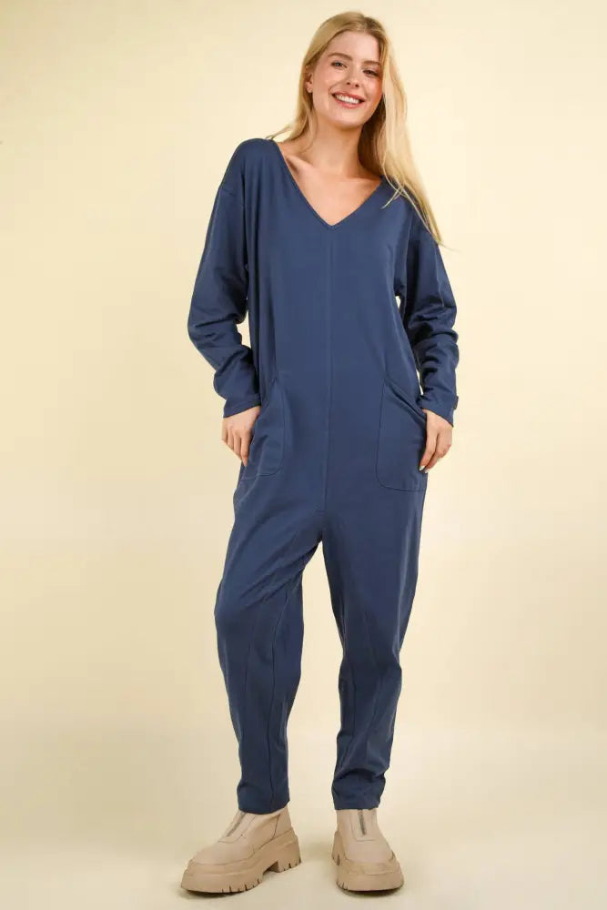 Knit Baggy Comfy Jumpsuit : DENIM - Posh Finds