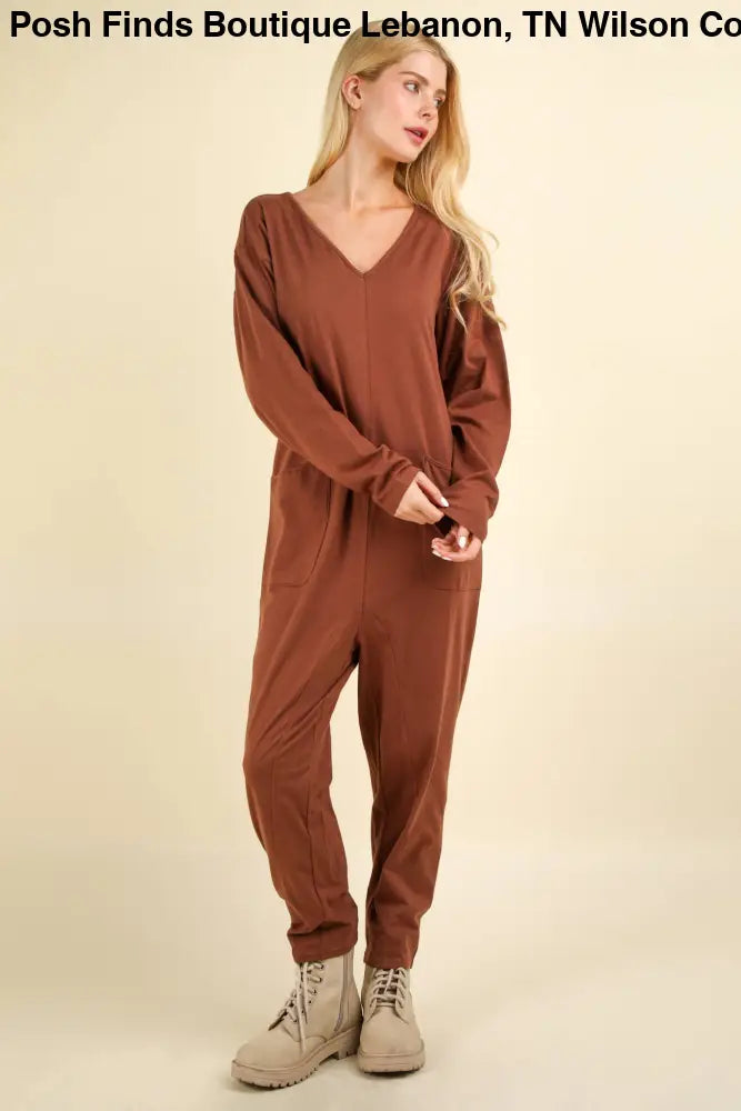 Knit Baggy Comfy Jumpsuit: OLIVE - Posh Finds