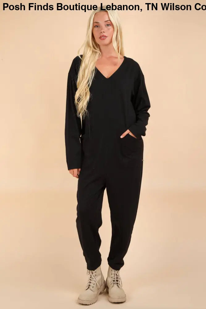 Knit Baggy Comfy Jumpsuit: OLIVE - Posh Finds
