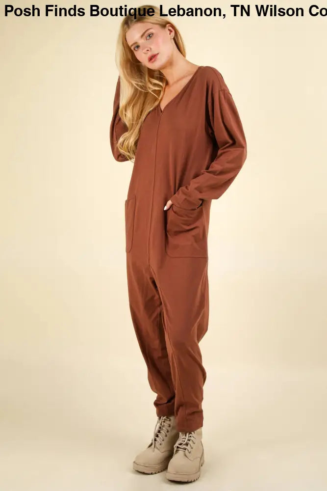 Knit Baggy Comfy Jumpsuit: OLIVE - Posh Finds