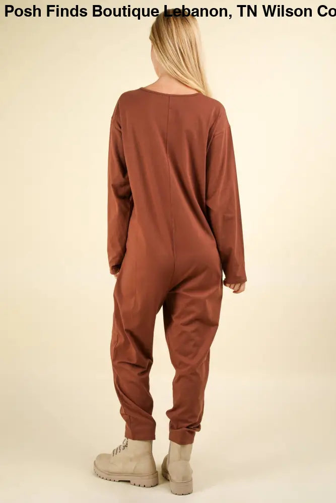 Knit Baggy Comfy Jumpsuit: OLIVE - Posh Finds