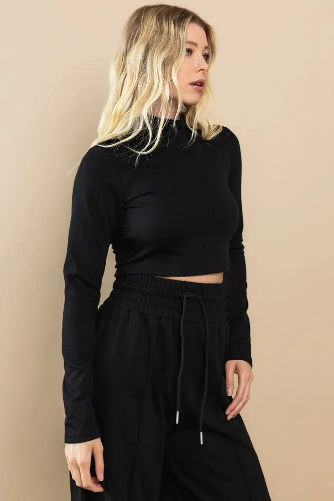 Knit Mock Neck Top in Heather Gray - Posh Finds