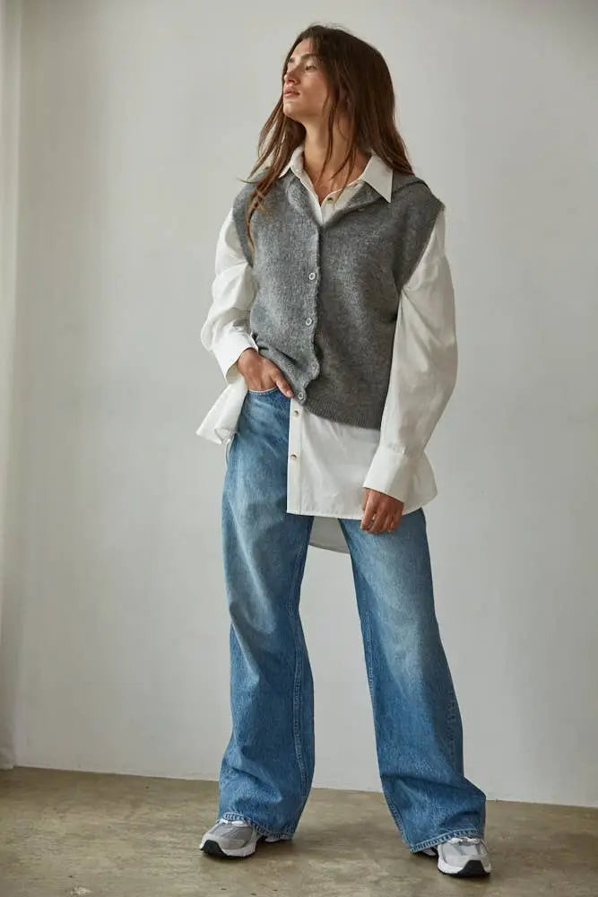 L8605T | Woven Cotton Button Down Collar Neck Long Sleeve Ov: Off White / M