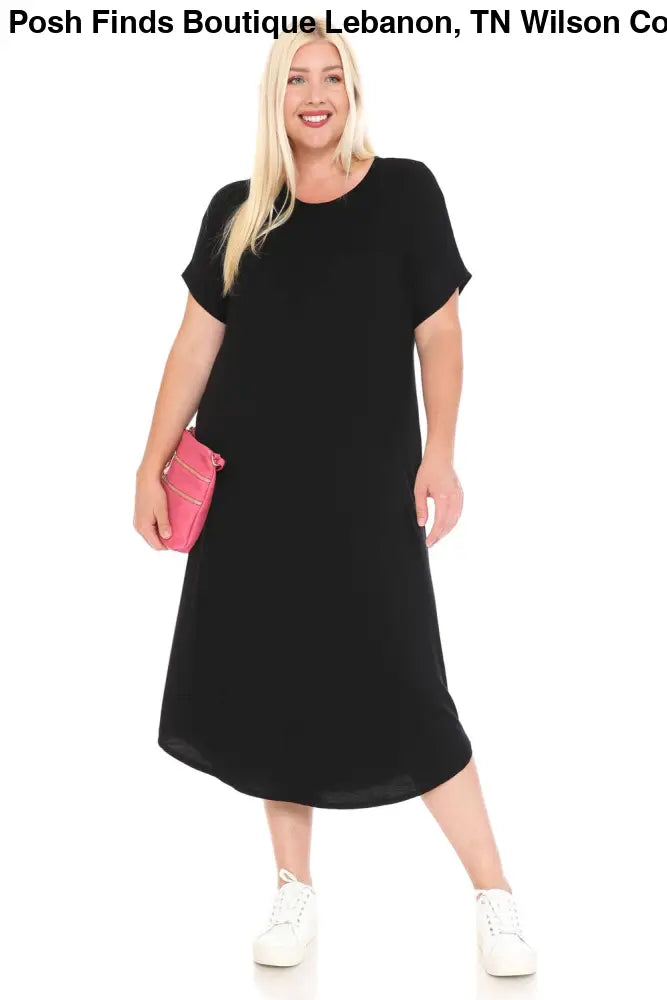 Lavender Plus Size A-Line Drop Shoulder Midi Dress - Women > Dresses