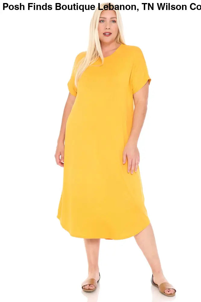 Lavender Plus Size A-Line Drop Shoulder Midi Dress - Women > Dresses
