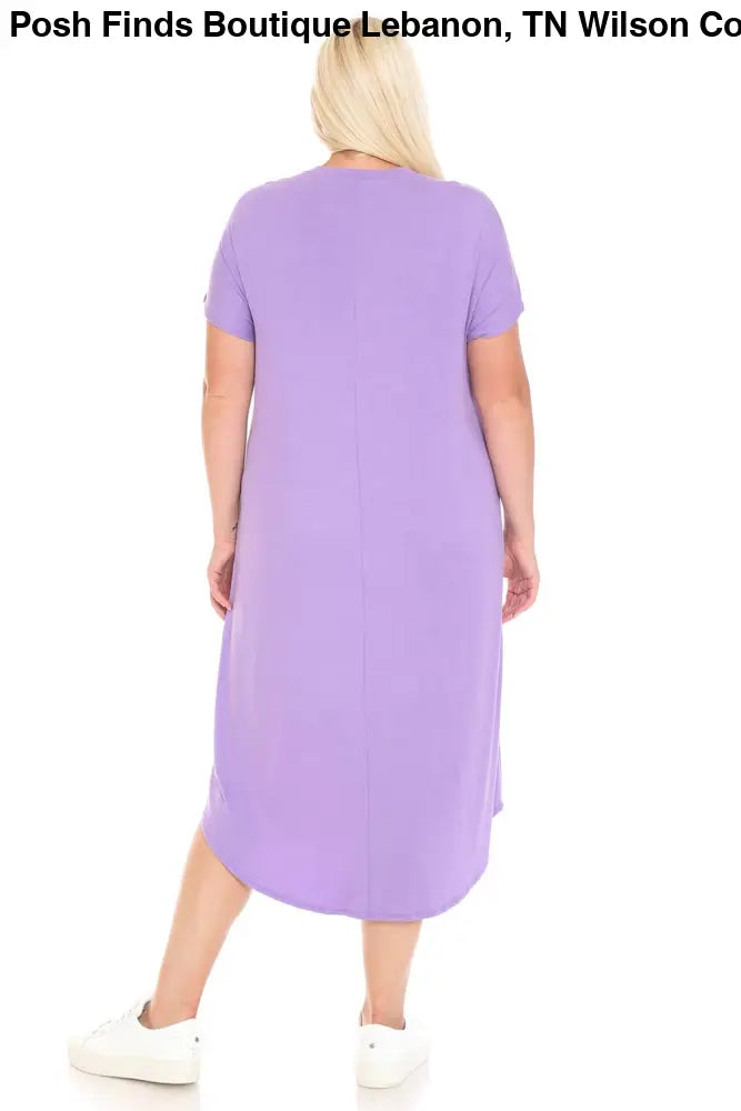 Lavender Plus Size A-Line Drop Shoulder Midi Dress - Women > Dresses
