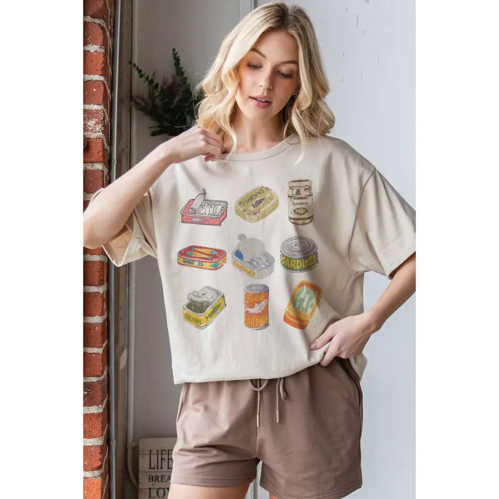 LE SARDINE GALLERY Oversized Graphic Tee: WHITE - Posh Finds