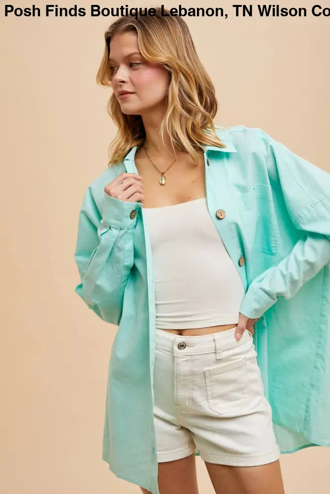 LINEN BLEND BUTTON DOWN: LIMPET - Posh Finds