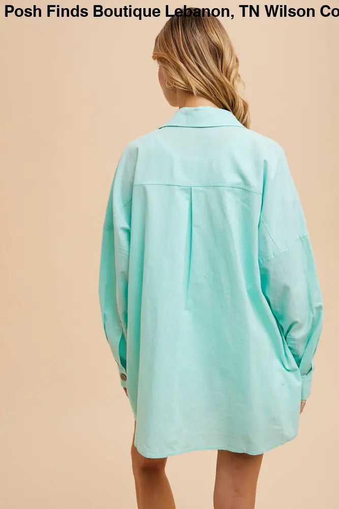 LINEN BLEND BUTTON DOWN: LIMPET - Posh Finds