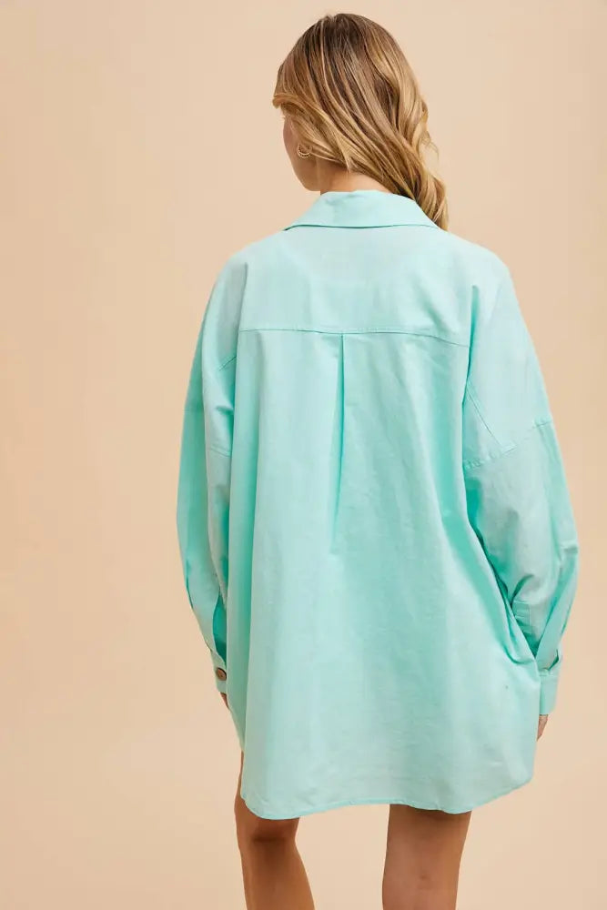 LINEN BLEND BUTTON DOWN: LIMPET - Posh Finds