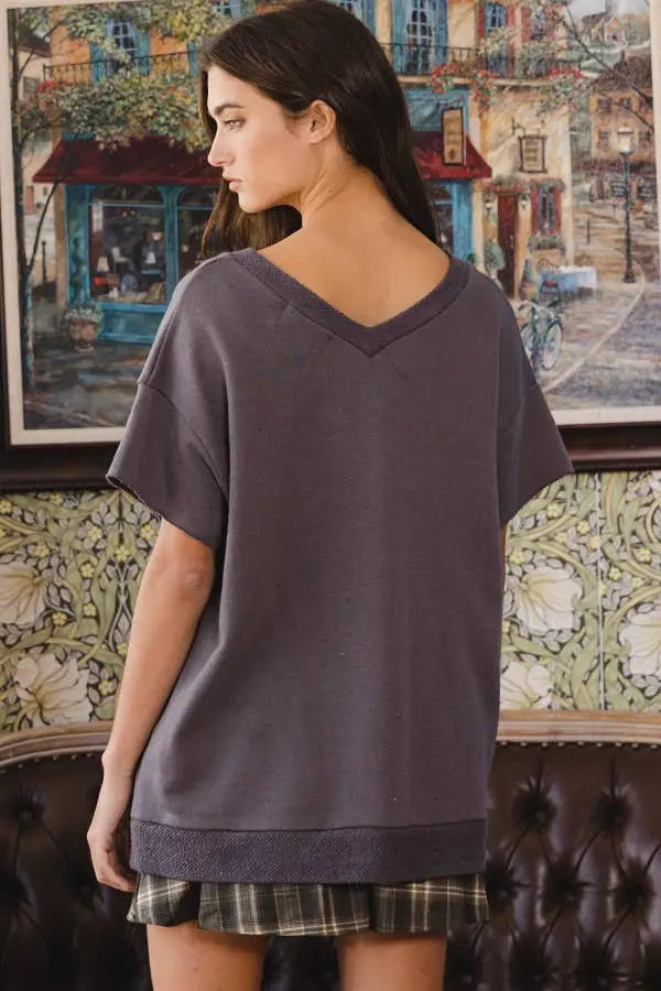 Love Graphic French Terry Loose Fit T-shirt: ASH GREY - Posh Finds