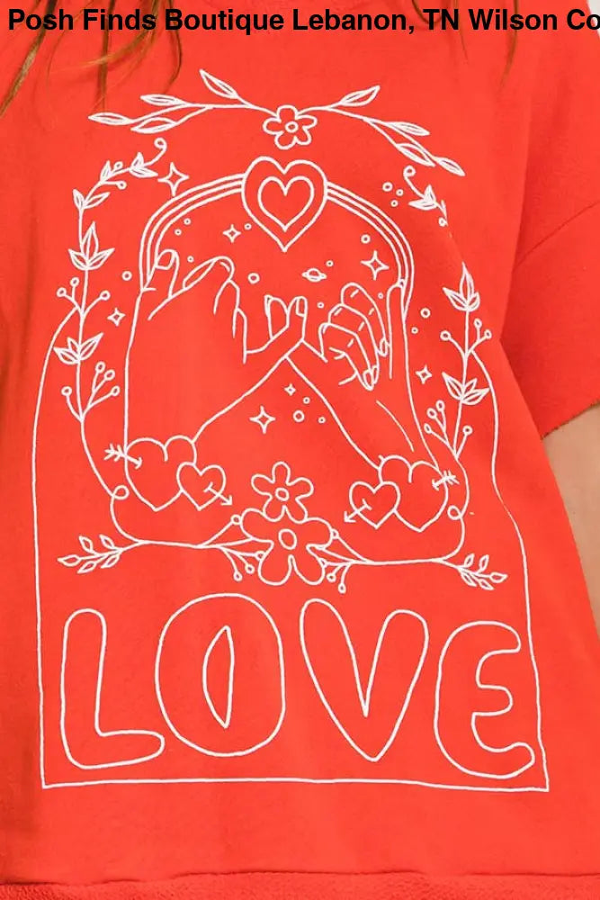 Love Graphic French Terry Loose Fit T-shirt: ASH GREY - Posh Finds