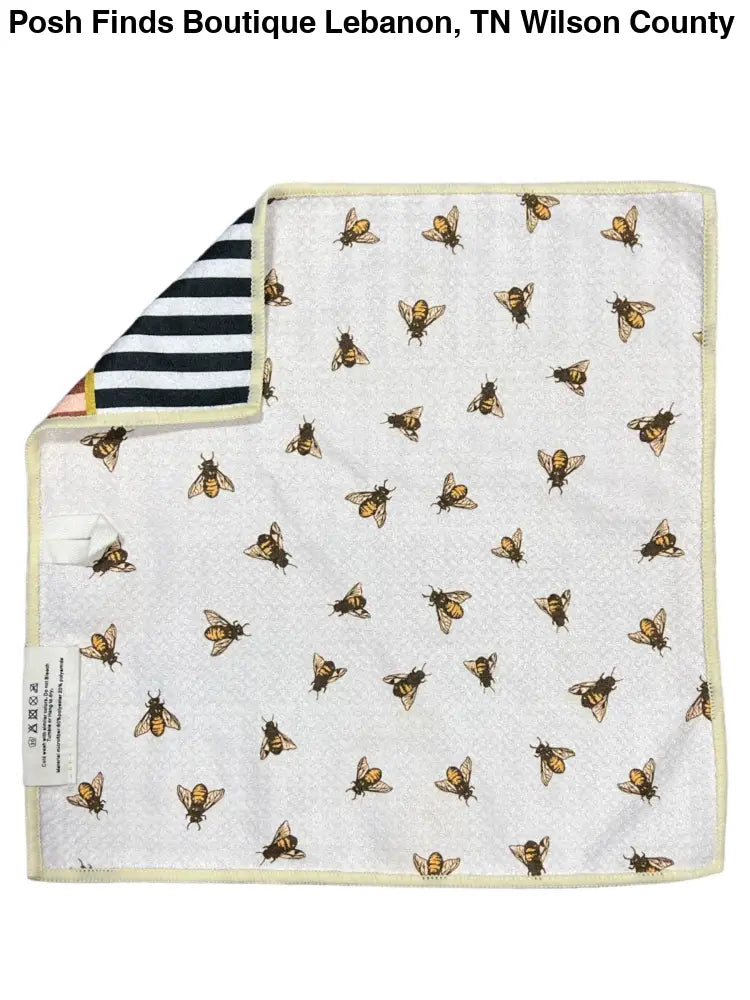 Milk and Honey: Reversible Washcloth: Black/Cream / 12x12 in - Posh Finds