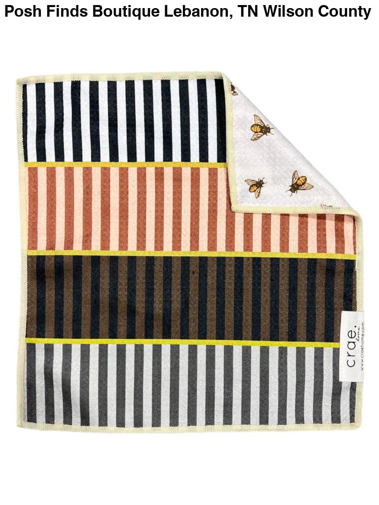 Milk and Honey: Reversible Washcloth: Black/Cream / 12x12 in - Posh Finds