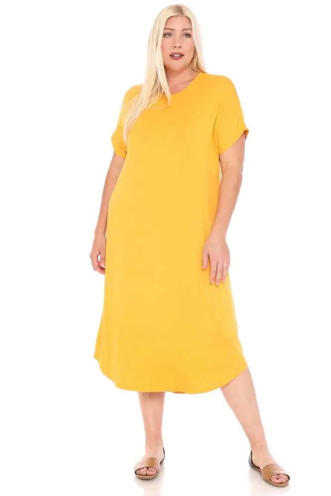 Mint Plus Size A-Line Drop Shoulder Midi Dress - Women > Dresses