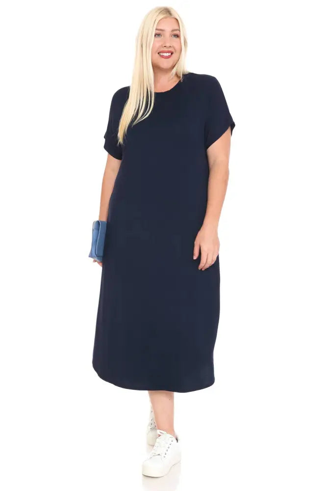 Mint Plus Size A-Line Drop Shoulder Midi Dress - Women > Dresses