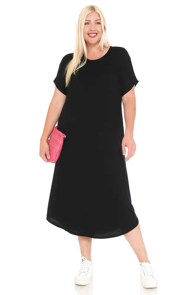 Mint Plus Size A-Line Drop Shoulder Midi Dress - Women > Dresses