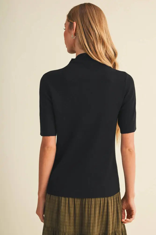 Mock-Neck Fine-Gauge Knit Pullover: CREAM / M