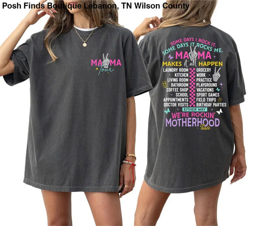 Motherhood Comfort Mama Tour Funny T-shirt Pepper - Women > Tops
