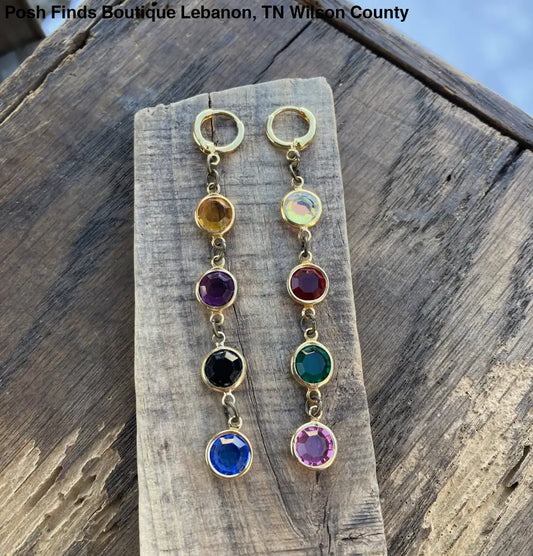 Multi Color Jewel Crystal Bead Huggie Hoops Earrings - Posh Finds